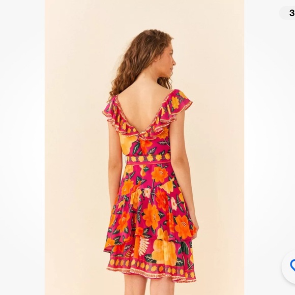 Farm Rio Pink Flowers Tapestry Mini Dress Size XS - Picture 3 of 15